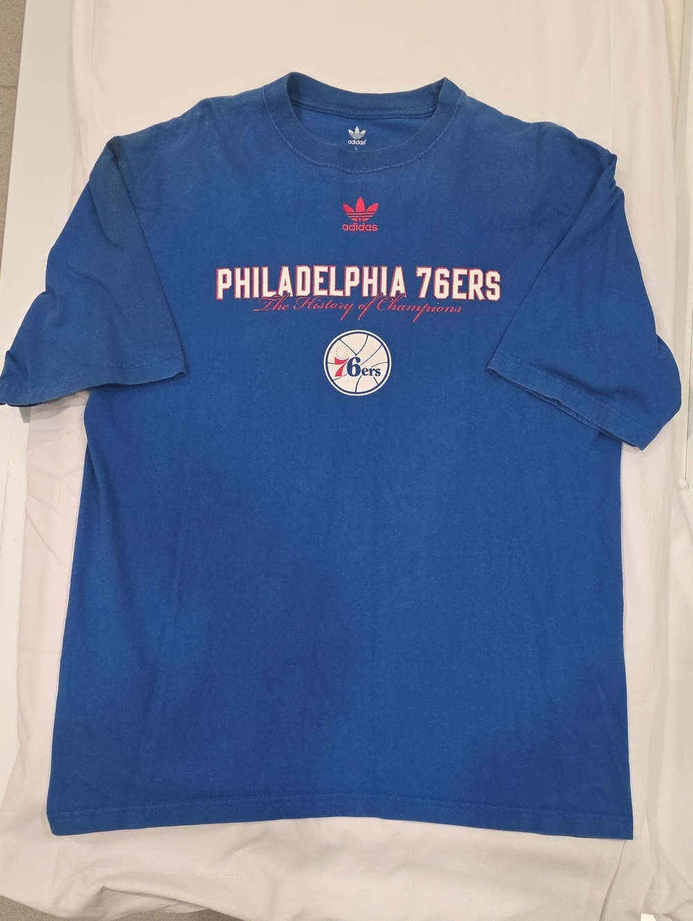 adidas Blue Philadelphia 76ers Graphic Short Sleeve Tee